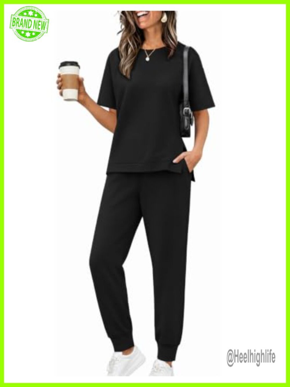 Women's 2 Piece Lounge Set Short Sleeve Top and Pants Rayon Blend